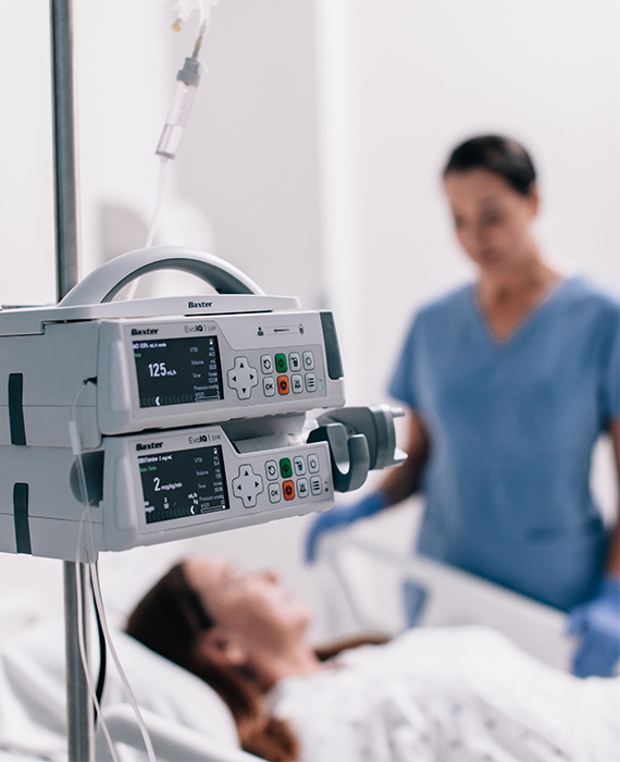 Evo IQ Infusion pump with nurse and patient