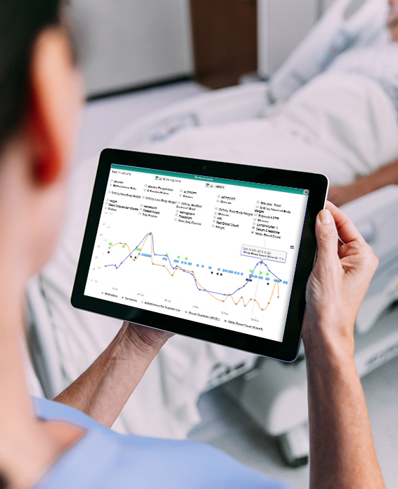 Nurse using ICNet Software on a tablet device